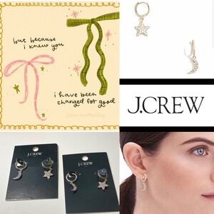 J.Crew Star & Moon Pave Earrings 2 Pair